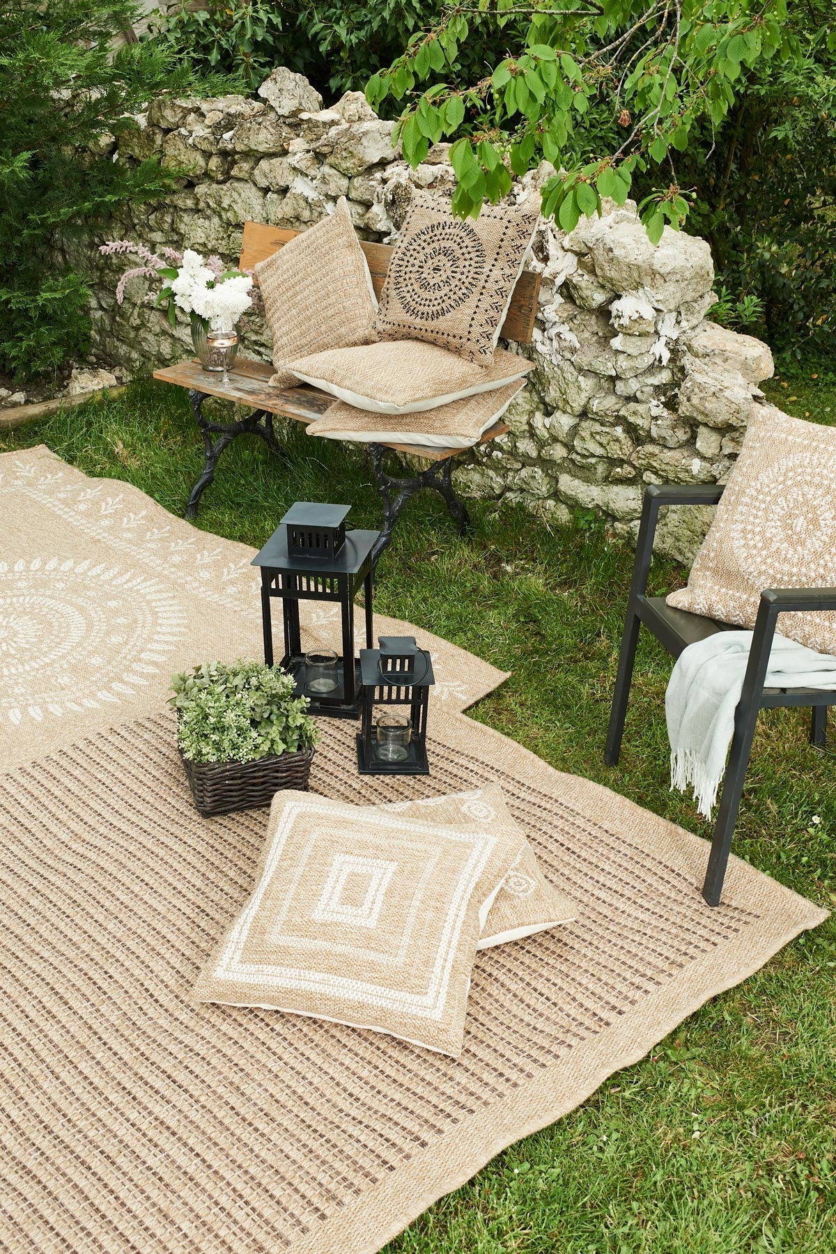 Housse de coussin beige effet jute naturel Nazar rugs