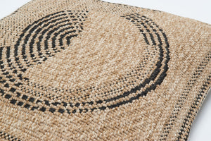 Housse de coussin cercles noir effet jute naturel Nazar rugs