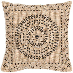 Housse de coussin motifs oriental noir effet jute naturel Nazar rugs