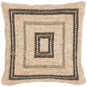 Housse de coussin rectangle noir effet jute naturel Nazar rugs