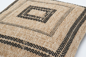 Housse de coussin rectangle noir effet jute naturel Nazar rugs