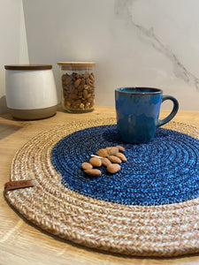 Set de table aspect jute, bleu et crème : ISL4609CRE - Nazar rugs
