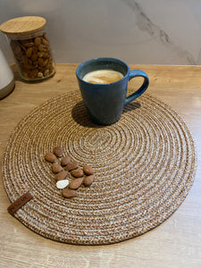 Set de table aspect jute beige uni : ISL4606BEI - Nazar rugs