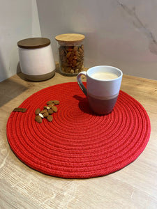 Set de table aspect jute rouge : ISL4606ROU - Nazar rugs