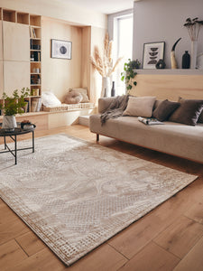 Tapis moderne motif plume beige : IST525BEI - Nazar rugs