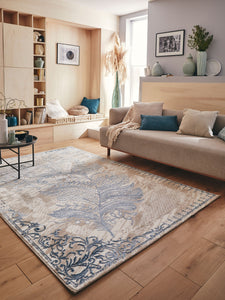 Tapis moderne motif plume bleu : IST525BLE - Nazar rugs