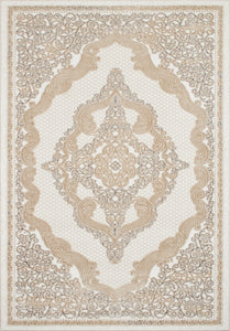 Tapis moderne motif oriental beige : IST528BEI - Nazar rugs