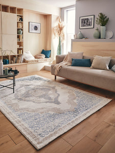 Tapis moderne motif oriental bleu : IST528BLE - Nazar rugs