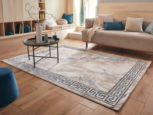 Tapis abstrait avec bordure grecque bleu : IST538BLE - Nazar rugs