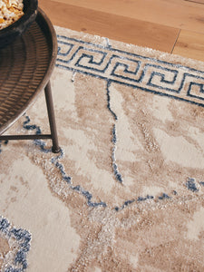Tapis abstrait avec bordure grecque bleu : IST538BLE - Nazar rugs