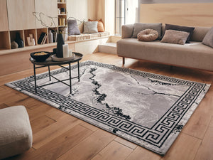 Tapis abstrait avec bordure grecque noir : IST538NOI - Nazar rugs