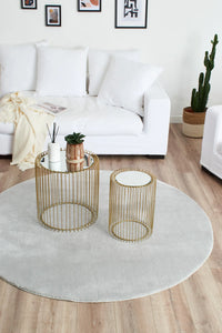 Tapis doux gris rond : LOF300GRI - Nazar rugs