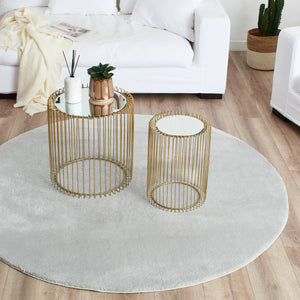 Tapis doux gris rond : LOF300GRI - Nazar rugs