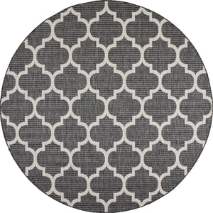Tapis d'extérieur anthracite et blanc rond : MOA634ANT