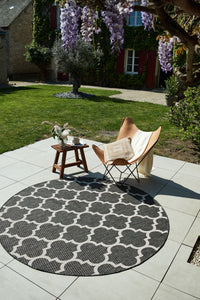 Tapis d'extérieur anthracite et blanc rond : MOA634ANT