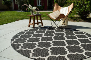 Tapis d'extérieur anthracite et blanc rond : MOA634ANT