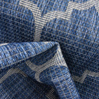 Tapis d'extérieur bleu et blanc carré : MOA634BLE - Nazar rugs