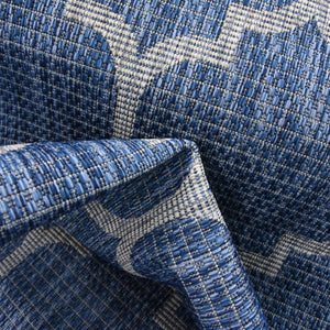 Tapis d'extérieur bleu et blanc carré : MOA634BLE - Nazar rugs