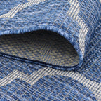 Tapis d'extérieur bleu et blanc carré : MOA634BLE - Nazar rugs