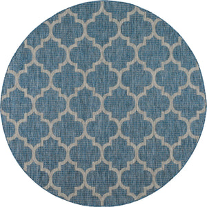 Tapis d'extérieur bleu et blanc rond : MOA634BLE