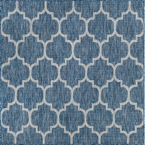 Tapis d'extérieur bleu et blanc rond : MOA634BLE