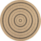 Tapis rond effet jute naturel avec motif noir : NAT8863NOI - Nazar rugs