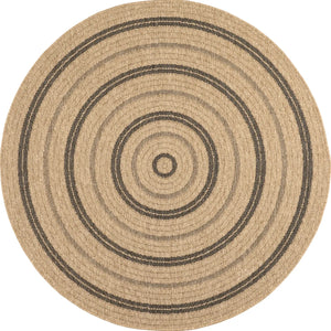 Tapis rond effet jute naturel avec motif noir : NAT8863NOI - Nazar rugs