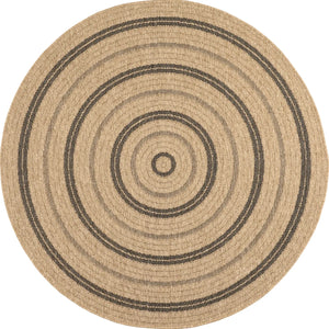 Tapis rond effet jute naturel avec motif noir : NAT8863NOI - Nazar rugs