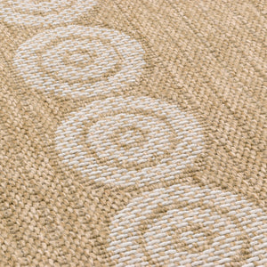 Tapis effet toile de jute à motif  blanc géométrique rond : NAT8868BLA - Nazar rugs