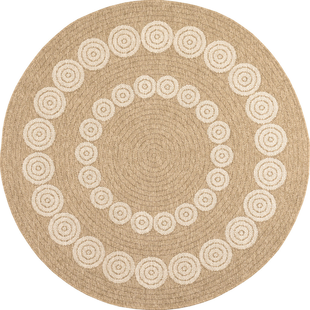 Tapis effet toile de jute à motif  blanc géométrique rond : NAT8868BLA - Nazar rugs