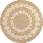 Tapis effet toile de jute à motif  blanc géométrique rond : NAT8868BLA - Nazar rugs