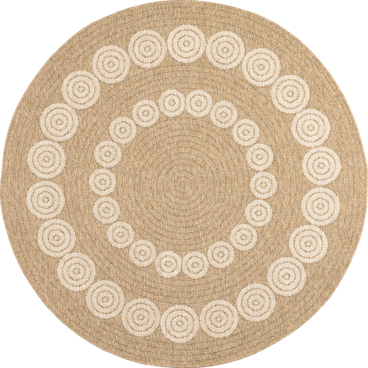 Tapis effet toile de jute à motif  blanc géométrique rond : NAT8868BLA - Nazar rugs