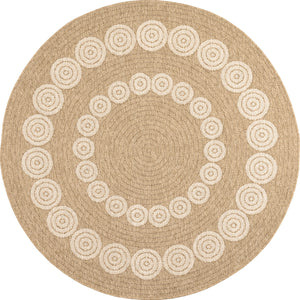 Tapis effet toile de jute à motif  blanc géométrique rond : NAT8868BLA - Nazar rugs