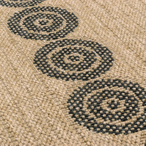 Tapis jute motifs noir rond : NAT8868NOI - Nazar rugs