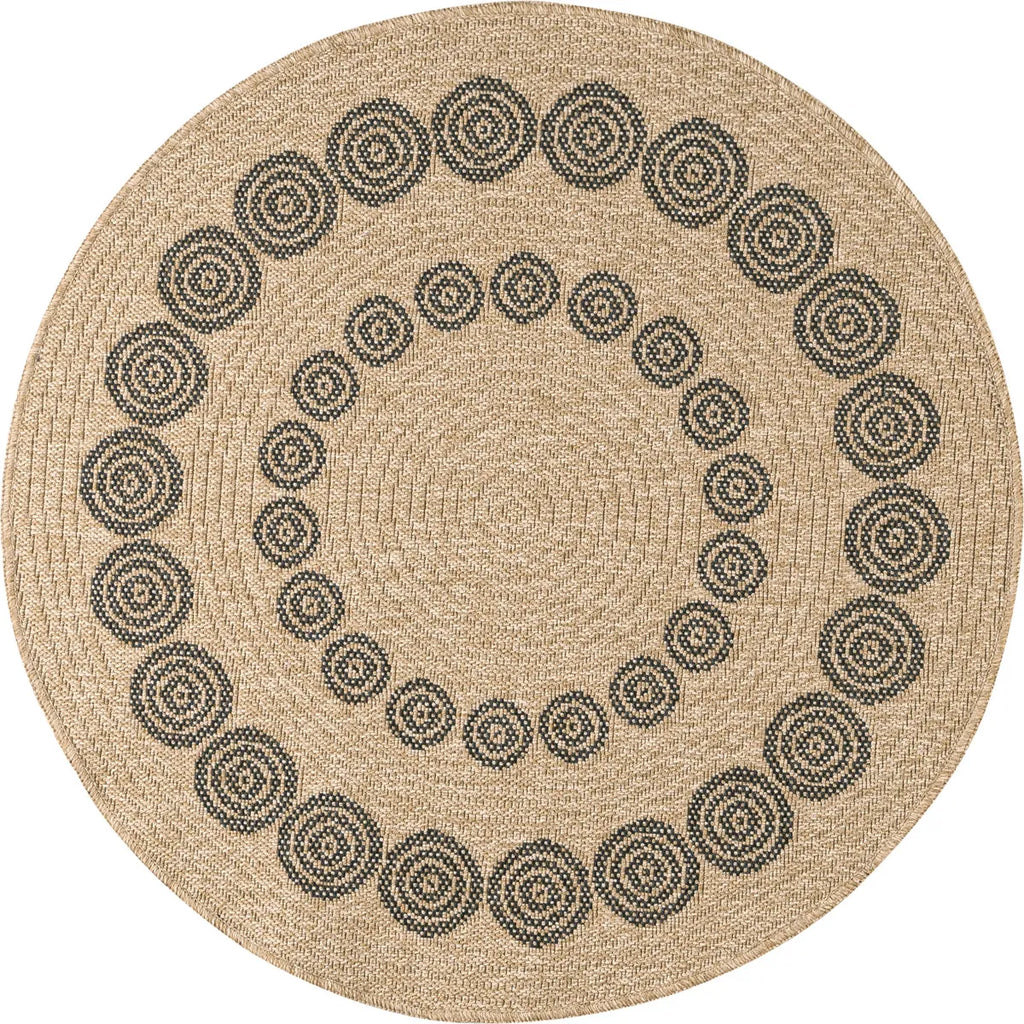 Tapis jute motifs noir rond : NAT8868NOI - Nazar rugs