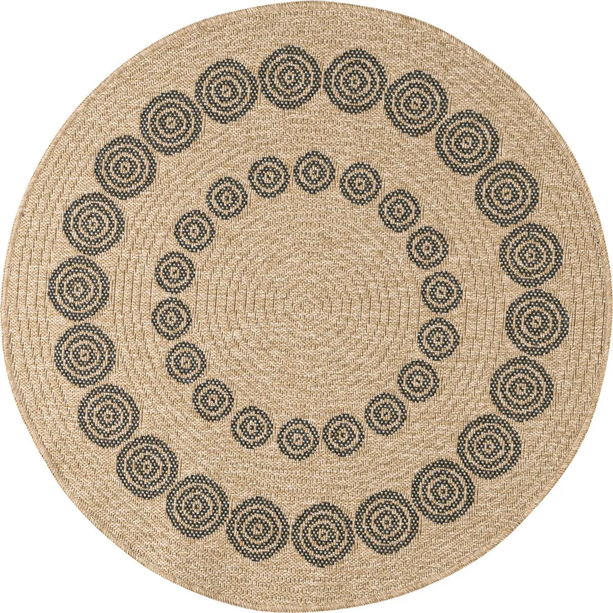 Tapis jute motifs noir rond : NAT8868NOI - Nazar rugs