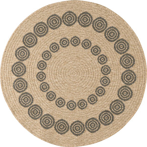 Tapis jute motifs noir rond : NAT8868NOI - Nazar rugs