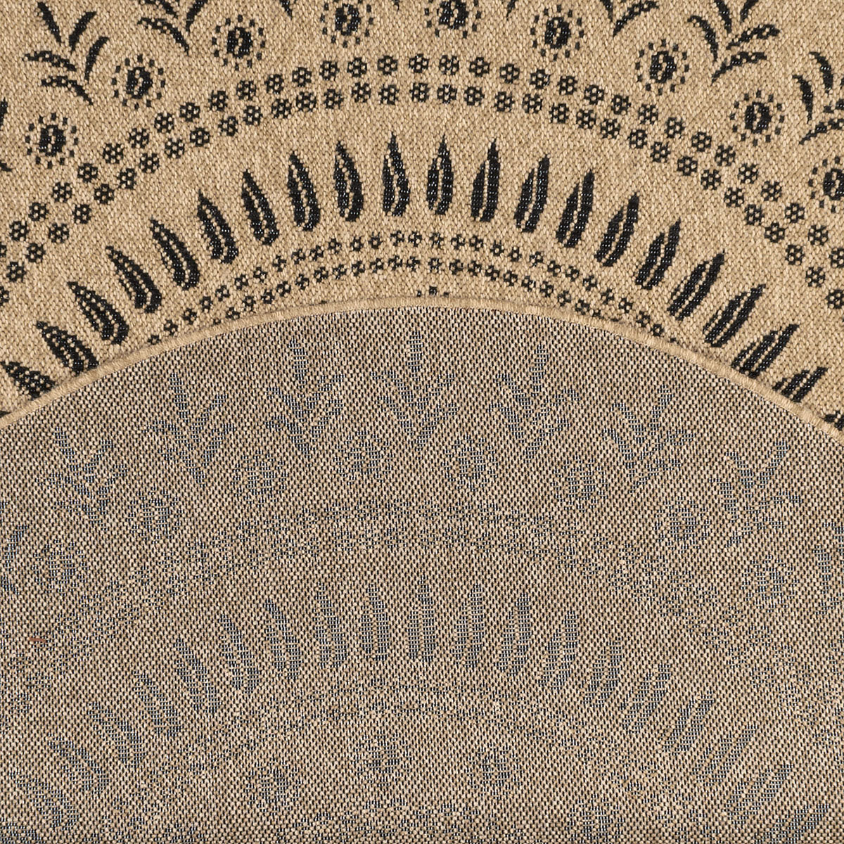 Tapis effet jute naturel motifs orientaux noirs rond : NAT8874NOI - Nazar rugs