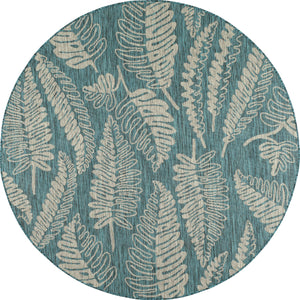 ​Tapis moderne motifs palmiers turquoise rond : SAM1703TUR - Nazar rugs  