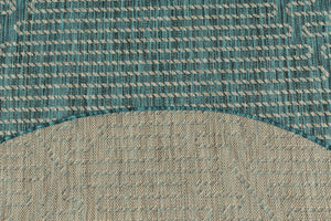 Tapis motifs géométriques turquoises rond : SAM1752TUR