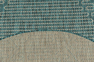 ​Tapis motifs géométriques turquoises rond : SAM1752TUR - Nazar rugs 