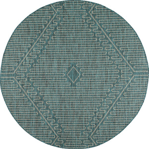 ​Tapis motifs géométriques turquoises rond : SAM1752TUR - Nazar rugs 