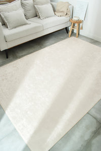 ​Tapis de salon lavable en machine motif uni beige : STA800BEI - Nazar rugs 