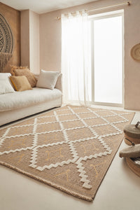 TULUM - tapis de salon - intérieur et extérieur jaune - aspect jute  motifs géométriques  : TUL9041JAU - Nazar rugs