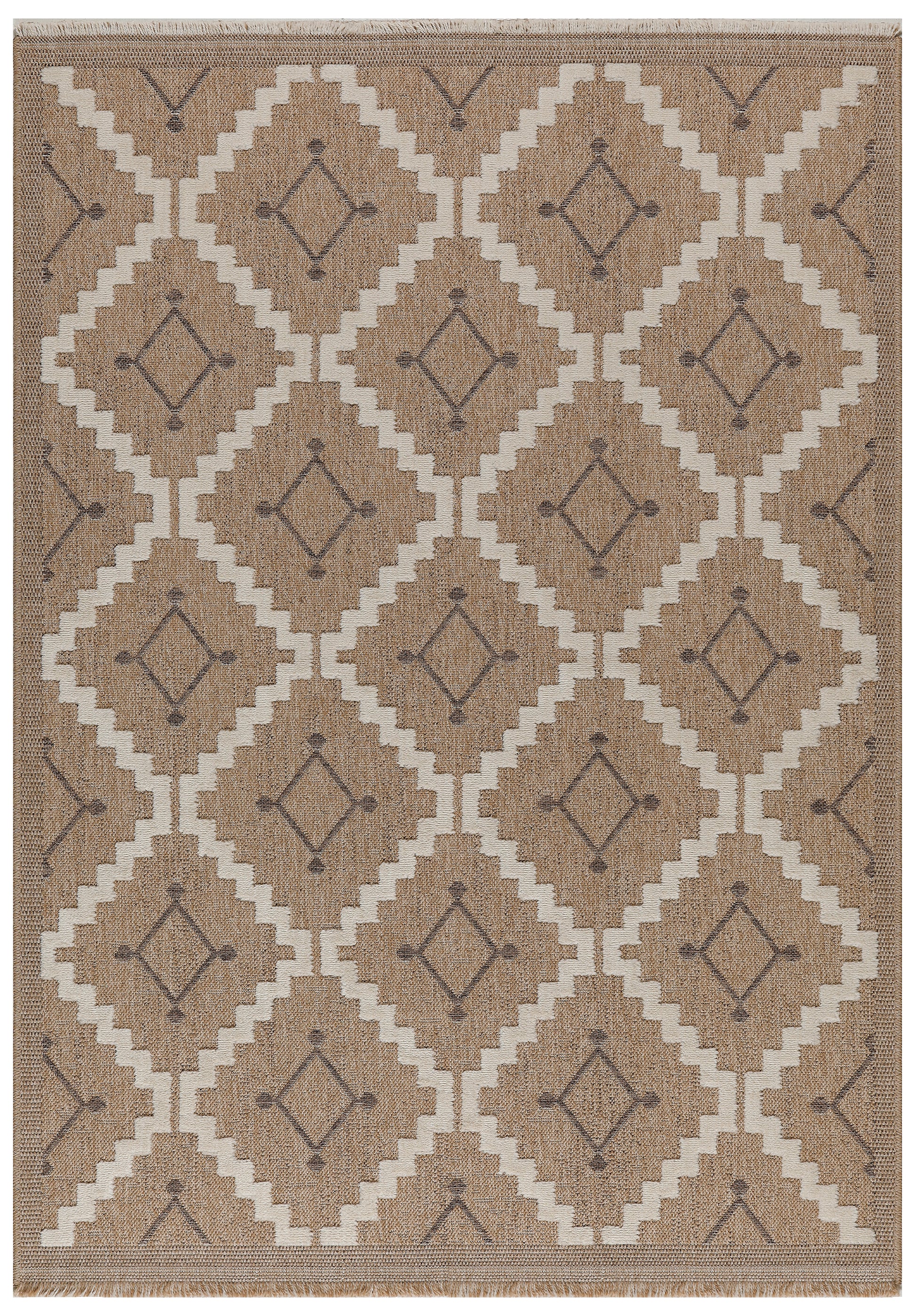 TULUM - tapis de salon - intérieur et extérieur marron - aspect jute  motifs géométriques : TUL9041MAR - Nazar rugs