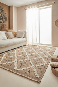 TULUM - tapis de salon - intérieur et extérieur noir - aspect jute  motifs  losanges  : TUL9041NOI - Nazar rugs
