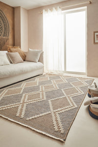 TULUM - tapis de salon - intérieur et extérieur bleu - aspect jute  motifs  losanges  : TUL9048BLE - Nazar rugs