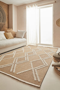 TULUM - tapis de salon - intérieur et extérieur jaune - aspect jute  motifs géométriques: TUL9048JAU - Nazar rugs