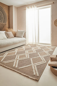 TULUM - tapis de salon - intérieur et extérieur marron - aspect jute  motifs géométriques : TUL9048MAR - Nazar rugs