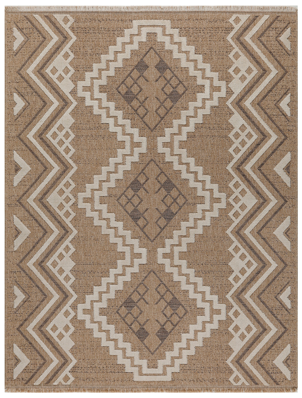 TULUM - tapis de salon - intérieur et extérieur marron - aspect jute  motifs géométriques : TUL9054MAR - Nazar rugs